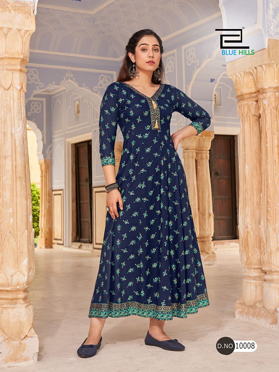 Blue Hills Hotstar 10 Rayon Fancy Party Wear Designer Long Kurti Collection
